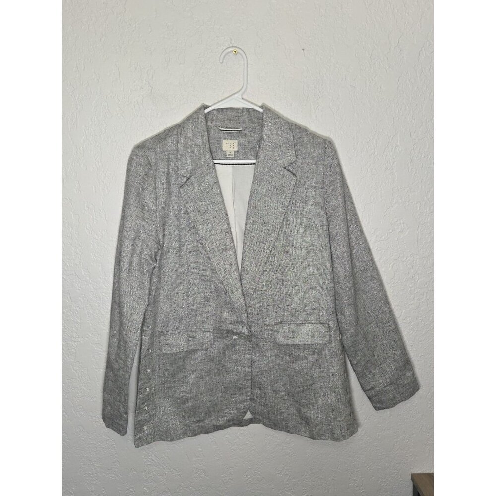 A New Day silver sparkle button in front Pockets Linen Cotton blazer size Small